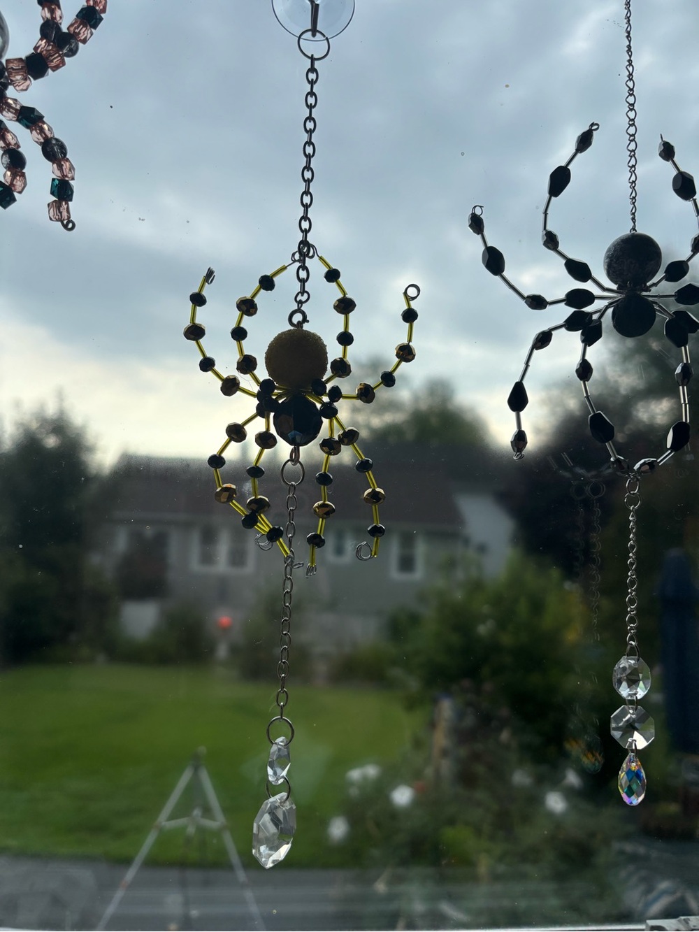 Hand Crafted Beaded Spider Window FlashCatcher - Yellow & Black 
 Sun Catcher